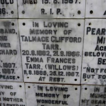 TARR Talmage Clifford 1882-1966 &amp; Emma Frances WILLOWS 1885-1967