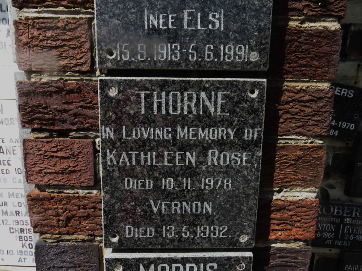 THORNE Vernon -1992 &amp; Kathleen Rose -1978