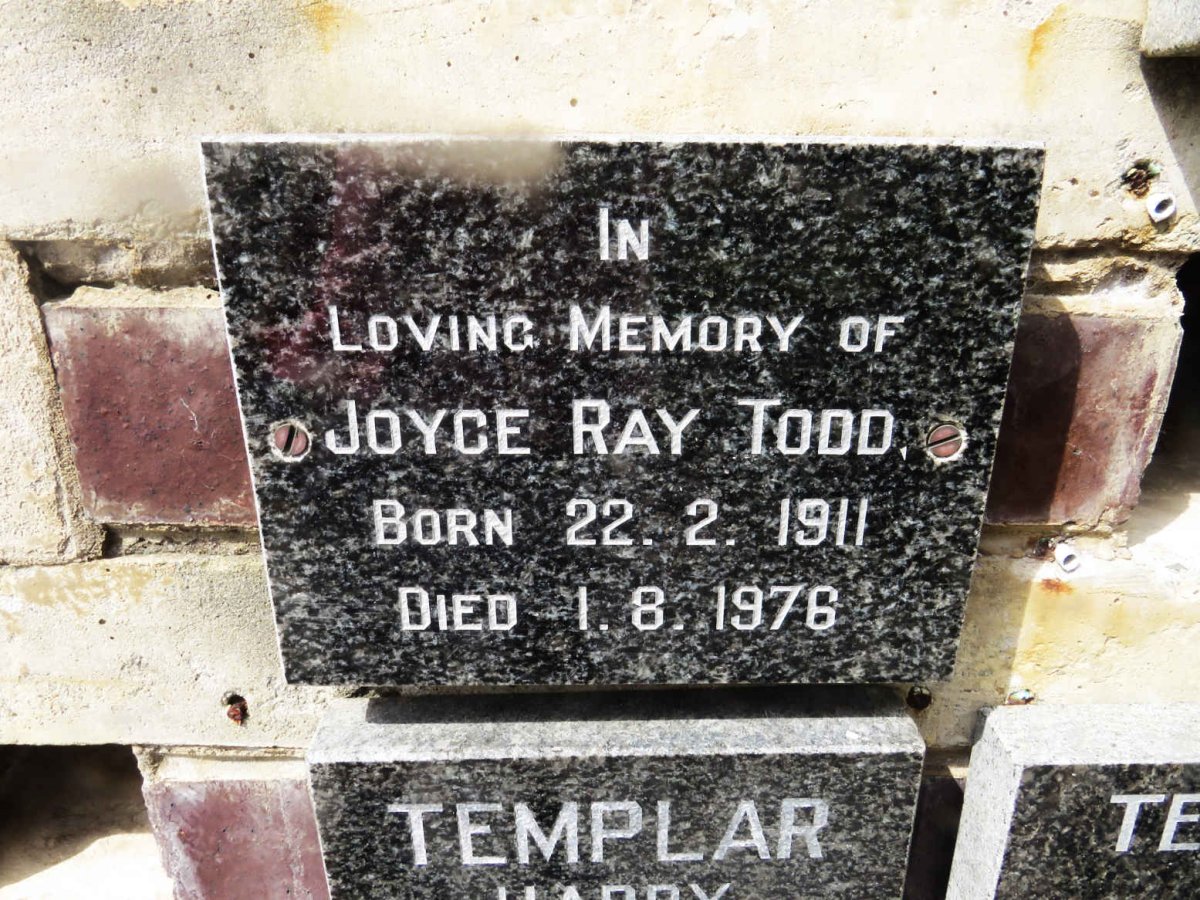 TODD Joyce Ray 1911-1976