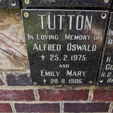 TUTTON Alfred Oswald -1975 &amp; Emily Mary -1986
