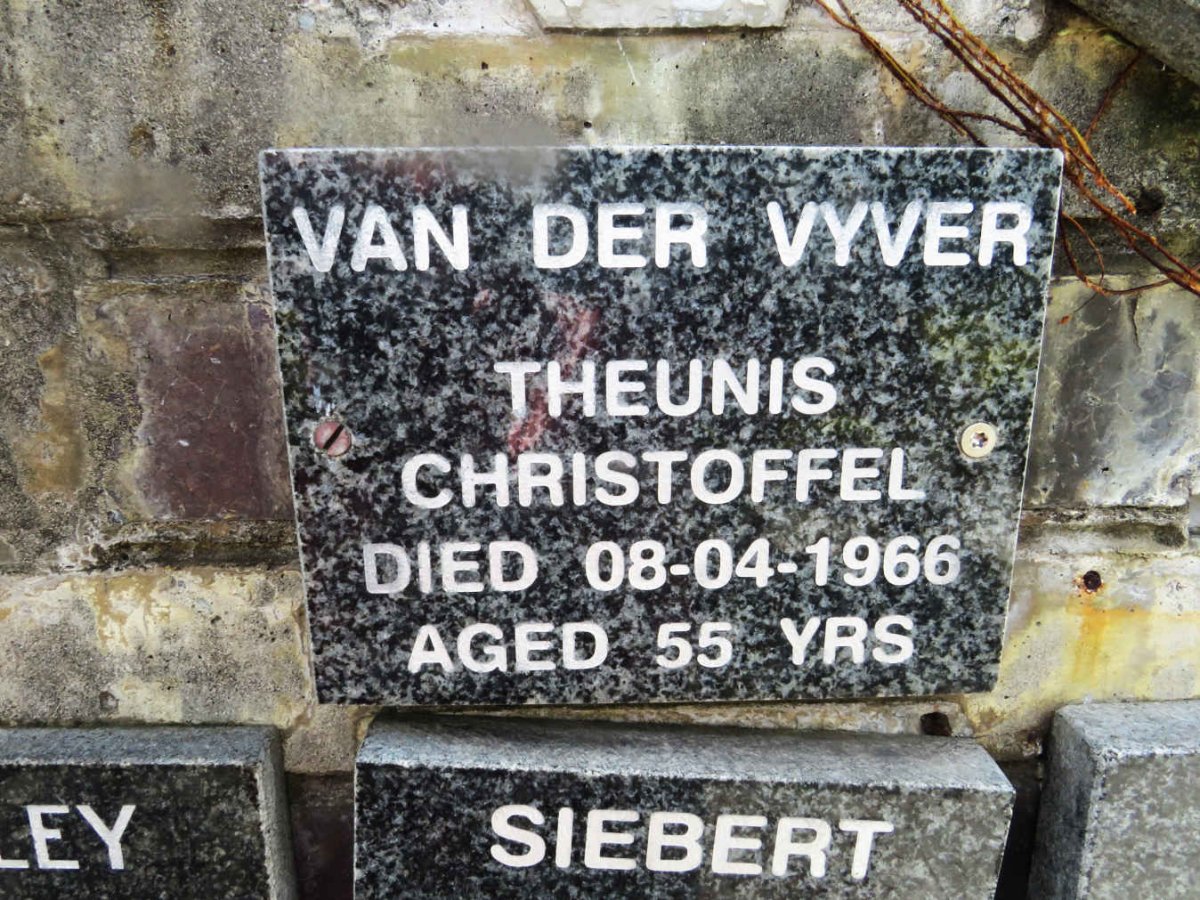 VYVER Theunis Christoffel, van der -1966