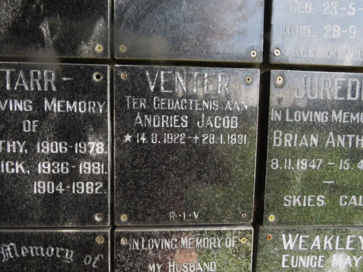 VENTER Andries Jacob 1922-1981