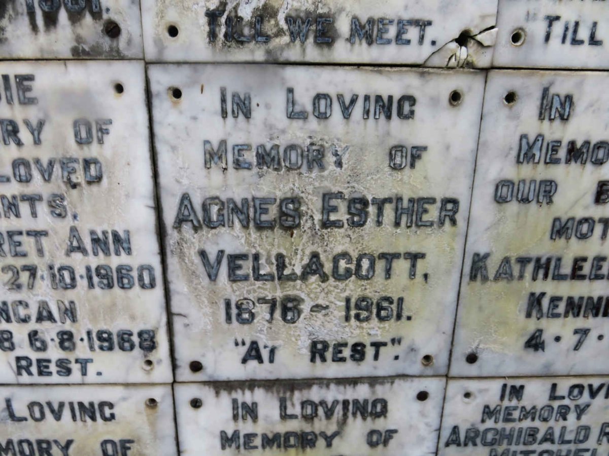 VELLACOTT Agnes Esther 1876-1961