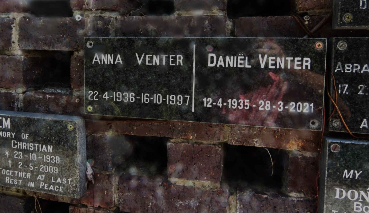 VENTER Daniel 1935-2021 &amp; Anna 1936-1997