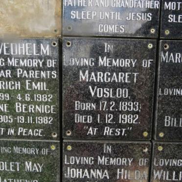 VOSLOO Margaret 1893-1982