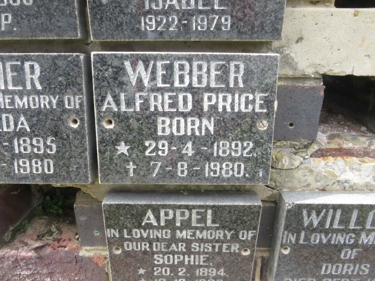 WEBBER Alfred Price 1892-1980