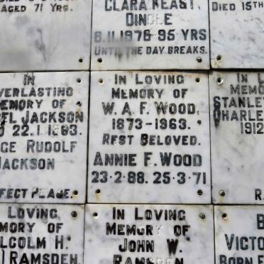 WOOD W.A.F. 1873-1963 &amp; Annie F. 1888-1971