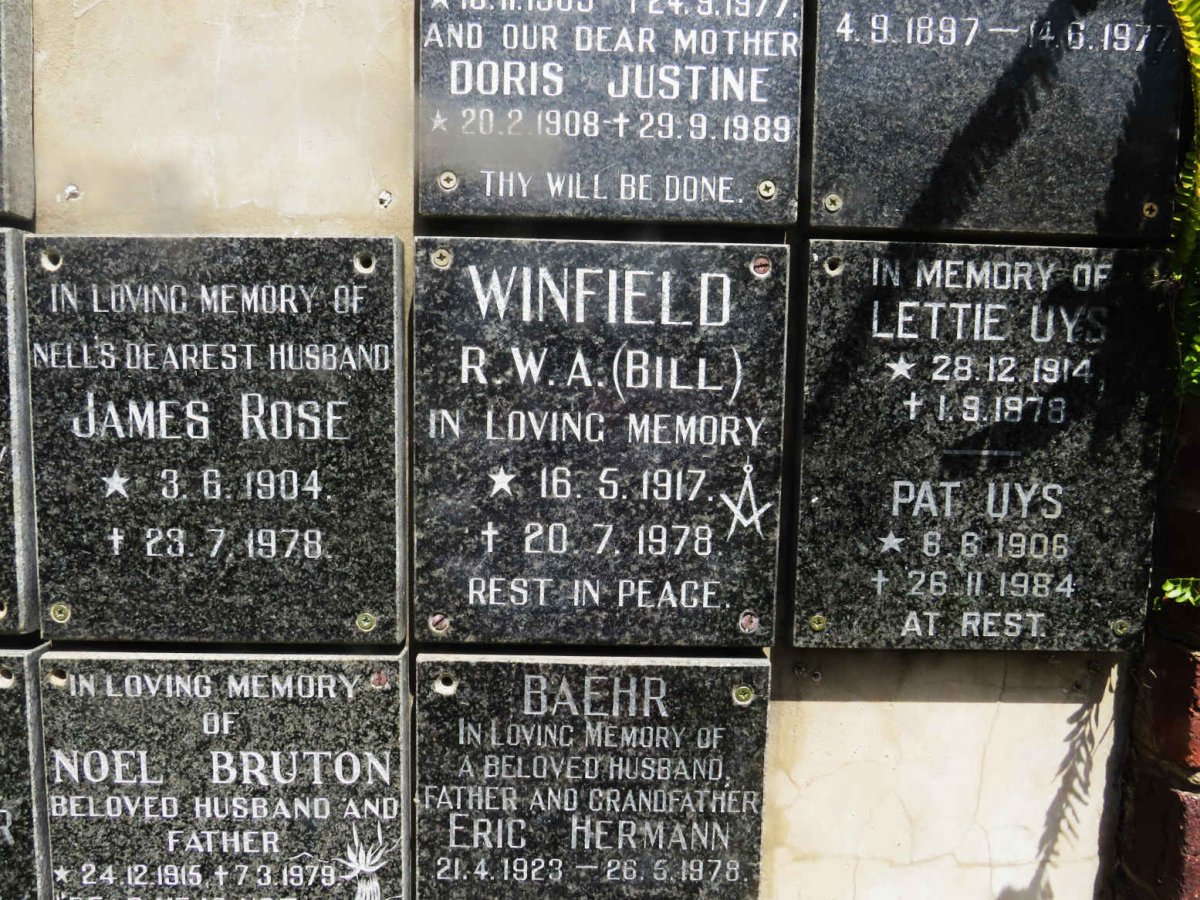 WINFIELD R.W.A. 1917-1978