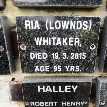 WHITAKER Ria nee LOWNDS -2015
