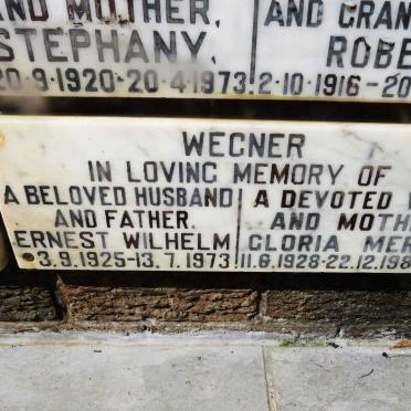 WEGNER Ernest Wilhelm 1925-1973 &amp; Gloria Merle 1928-1984