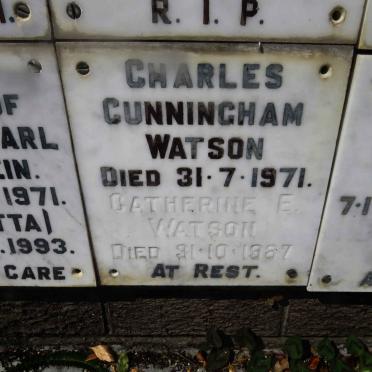 WATSON Charles Cunningham -1971 &amp; Catherine E. -1987