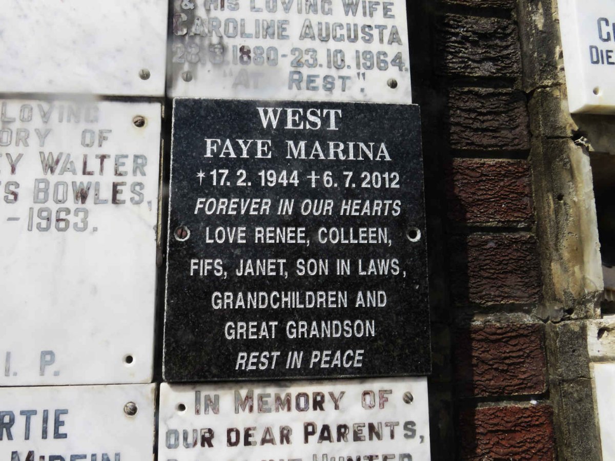 WEST Faye Marina 1944-2012