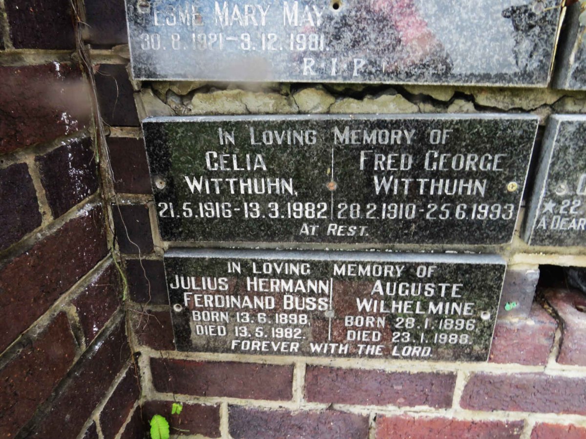 WITTHUHN Fred George 1910-1993 &amp; Celia 1916-1982