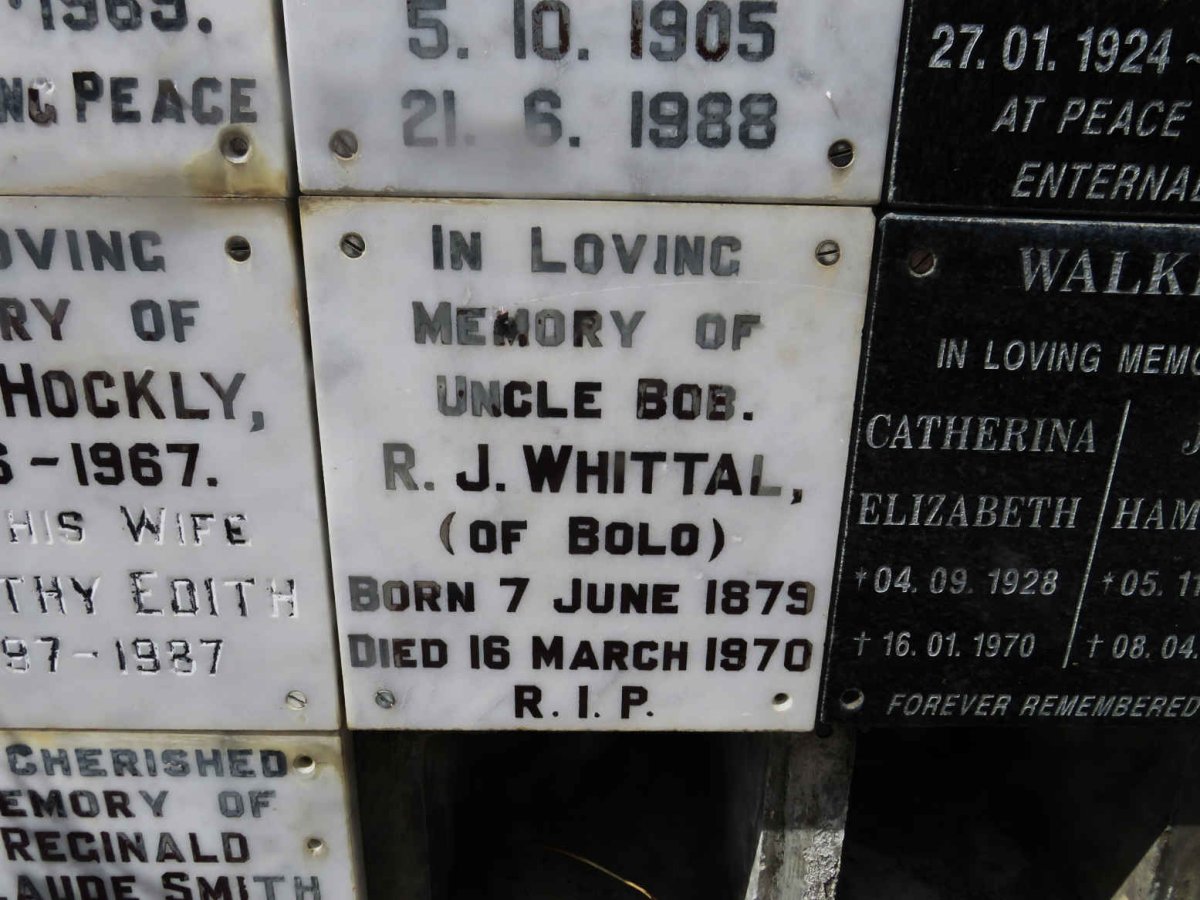 WHITTAL R.J. 1879-1970