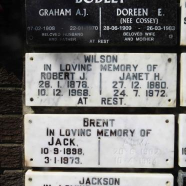 WILSON Robert J. 1878-1968 &amp; Janet H. 1880-1972