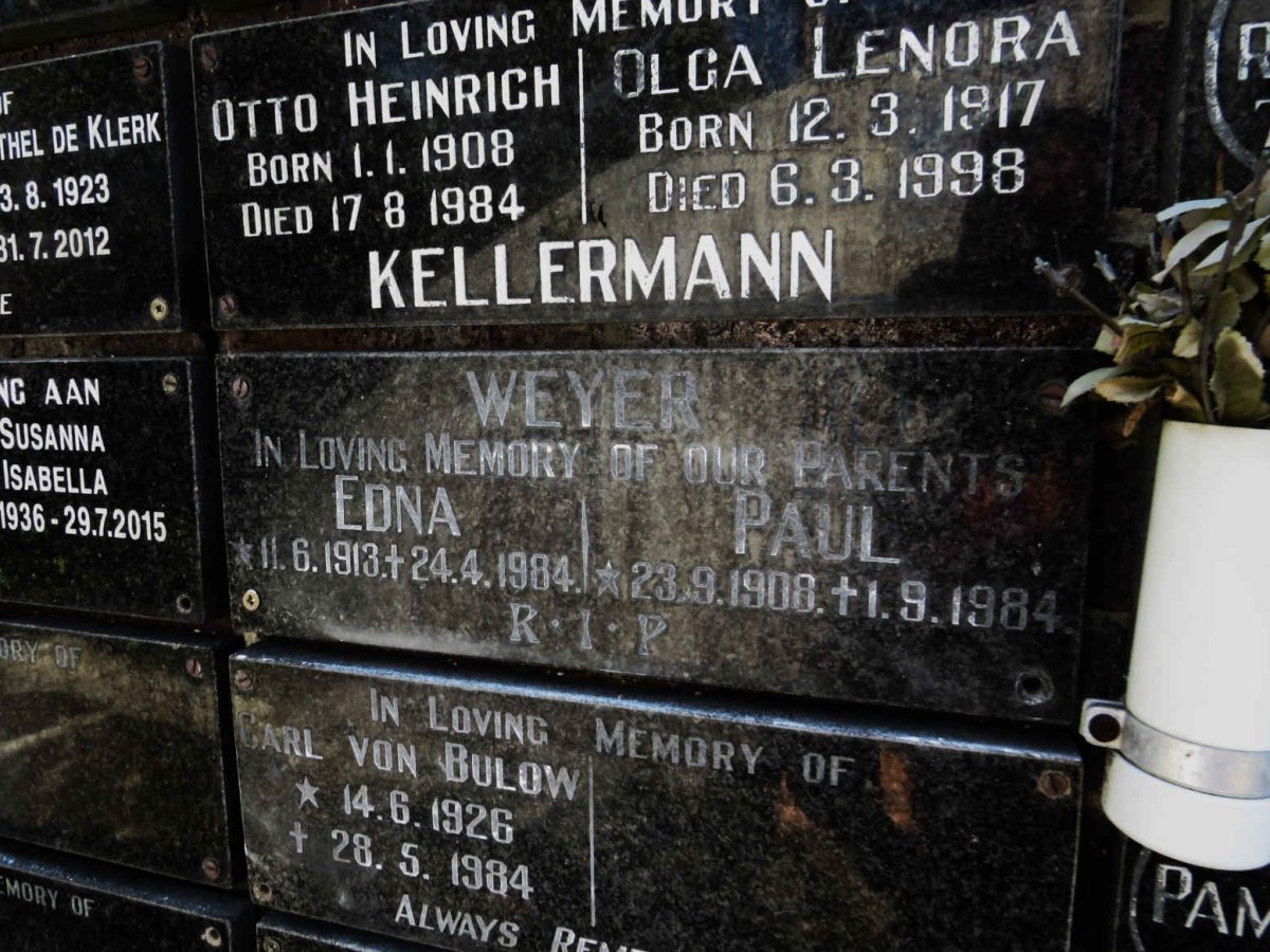WEYER Paul 1908-1984 &amp; Edna 1913-1984
