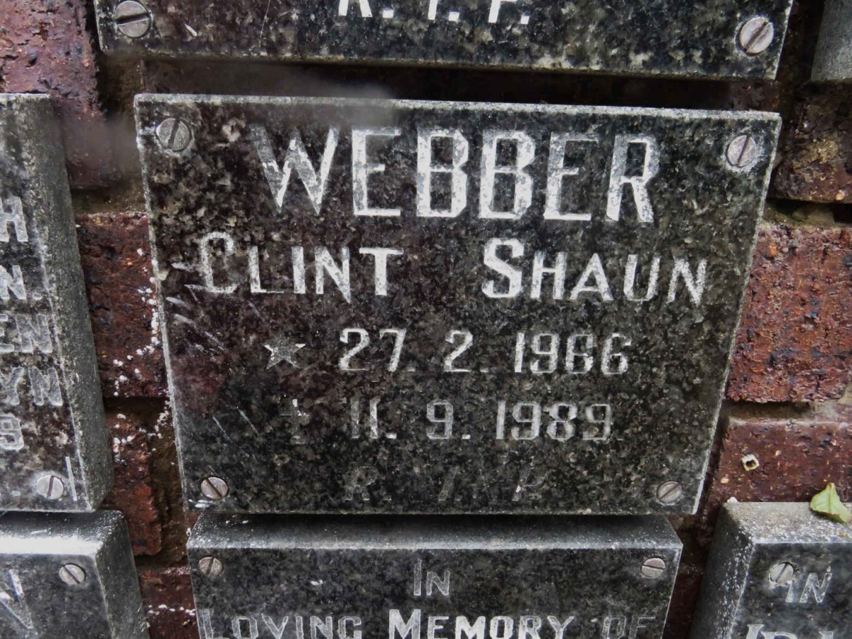 WEBBER Clint Shaun 1966-1989