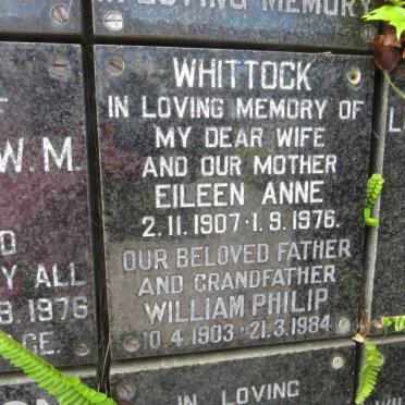 WHITTOCK William Philip 1903-1984 &amp; Eileen Anne 1907-1976