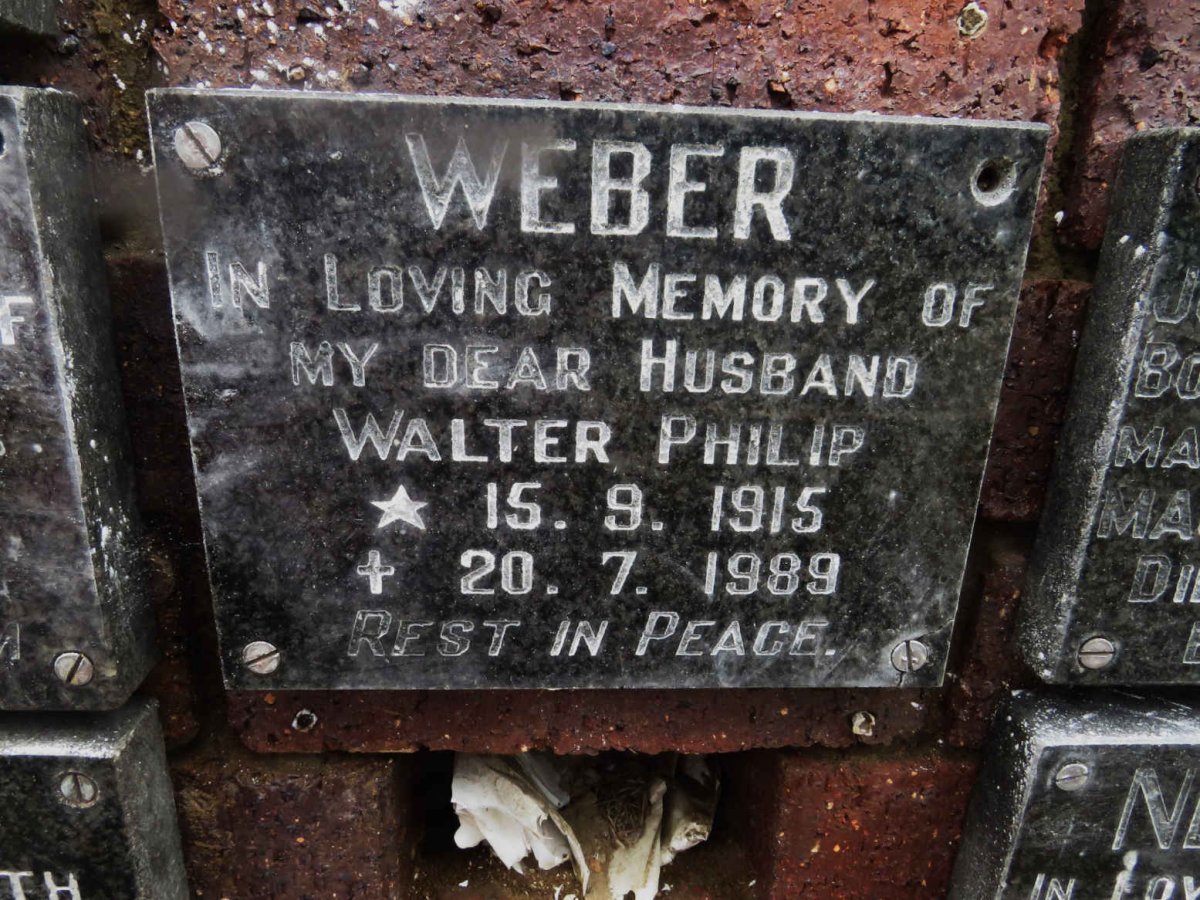 WEBER Walter Philip 1915-1989