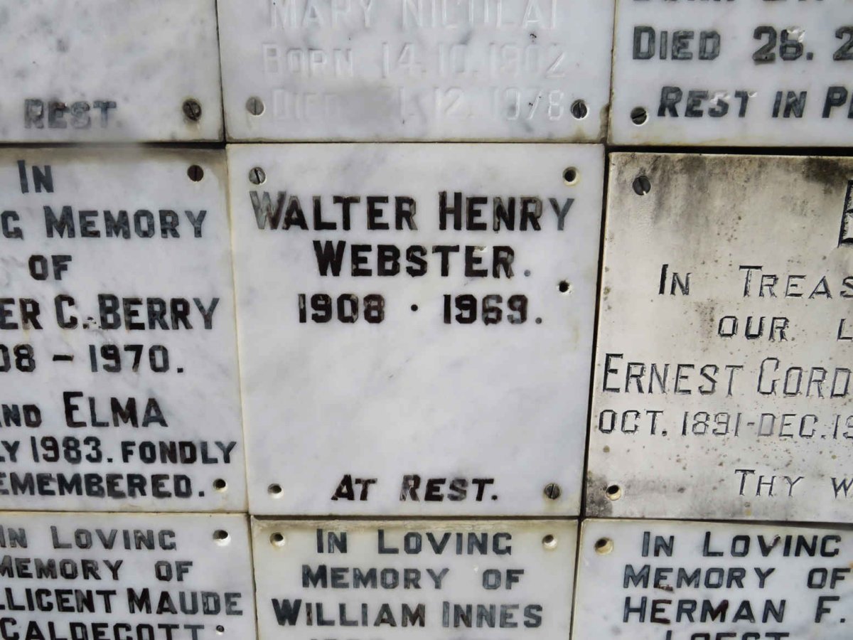 WEBSTER Walter Henry 1908-1969