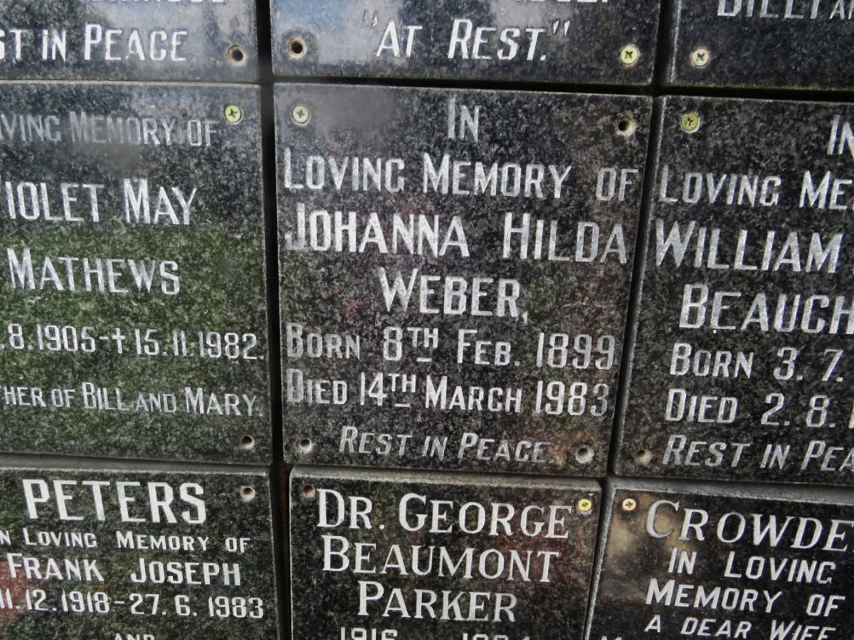 WEBER Johanna Hilda 1899-1983
