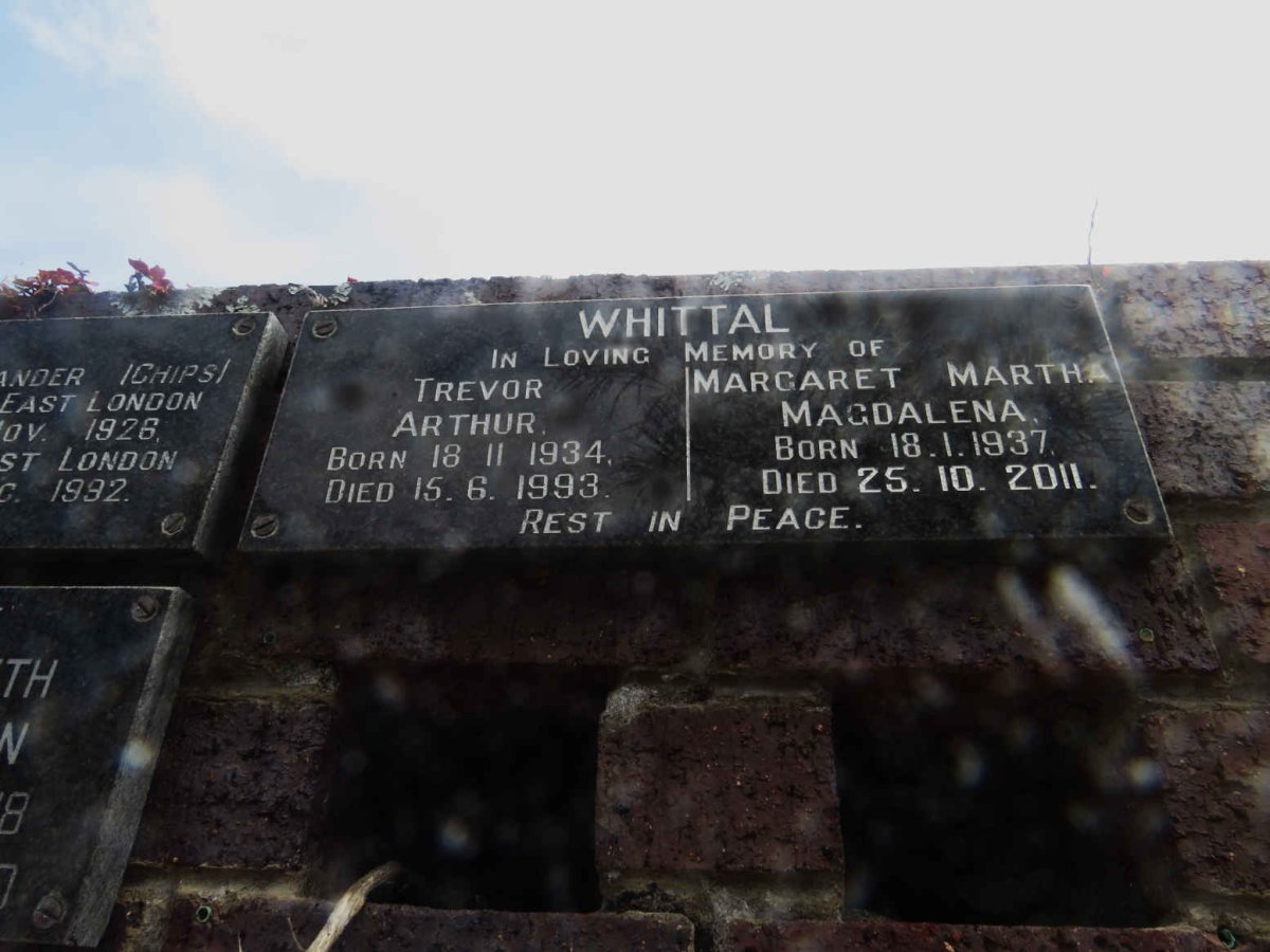 WHITTAL Trevor Arthur 1934-1993 &amp; Margaret Martha Magdalena 1937-2011