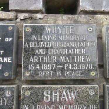 WHYTE Arthur Matthew 1897-1978