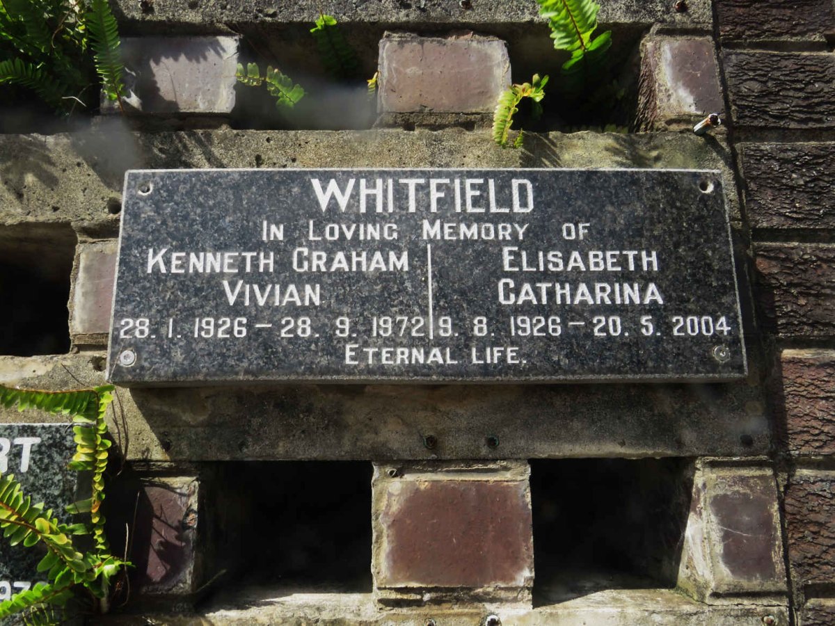 WHITFIELD Kenneth Graham Vivian 1926-1972 & Elisabeth Catharina 1926-2004