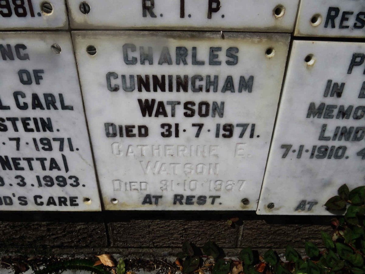 WATSON Charles Cunningham -1971 &amp; Catherine E. -1987