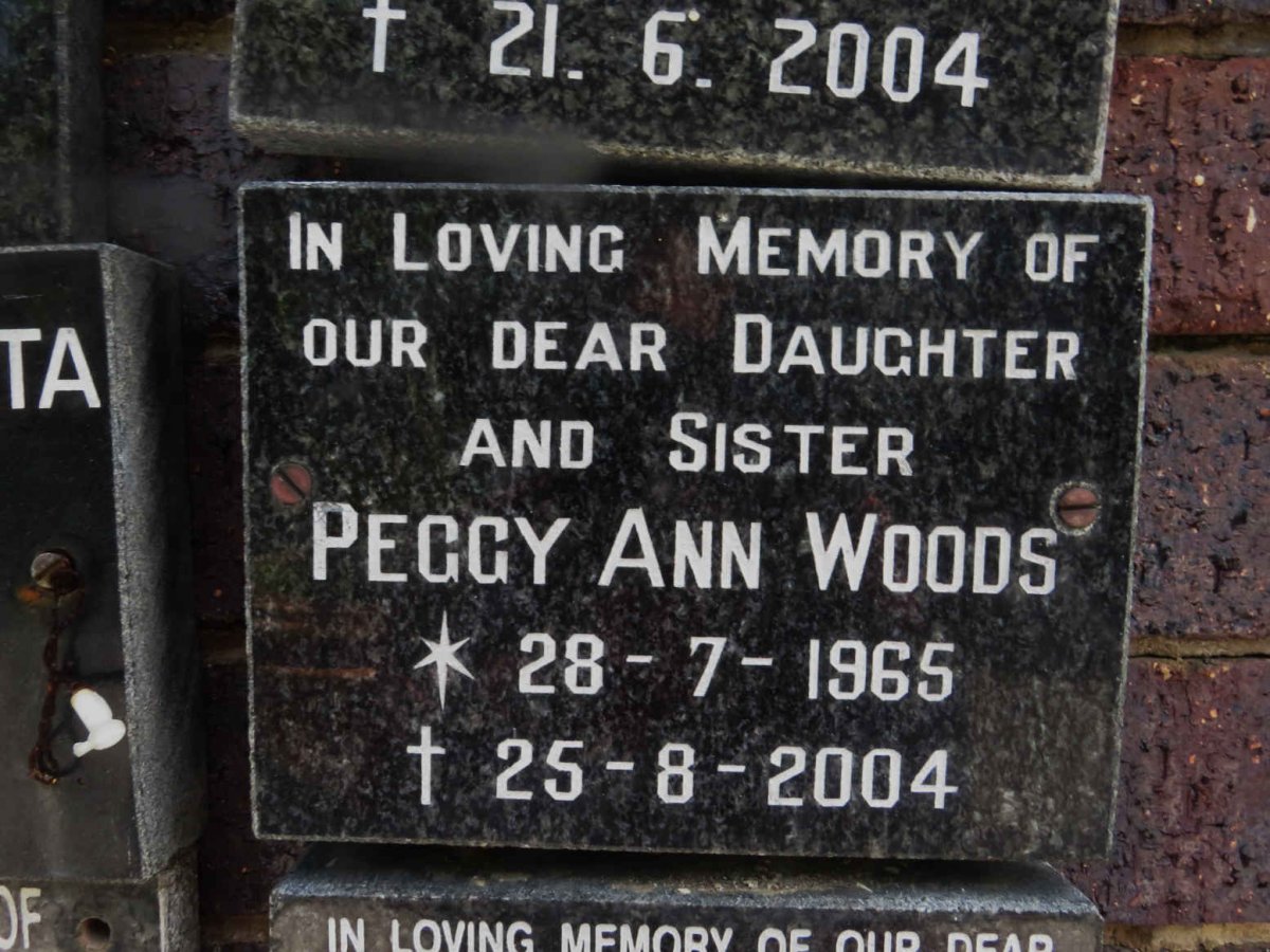 WOODS Peggy Ann 1965-2004