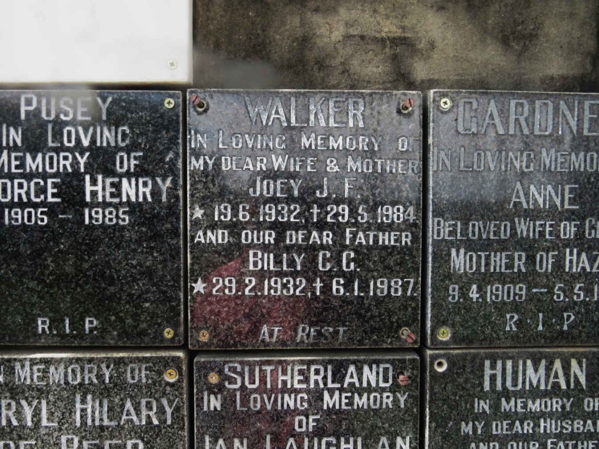 WALKER Billy C.G. 1932-1987 &amp; Joey J.F. 1932-1984