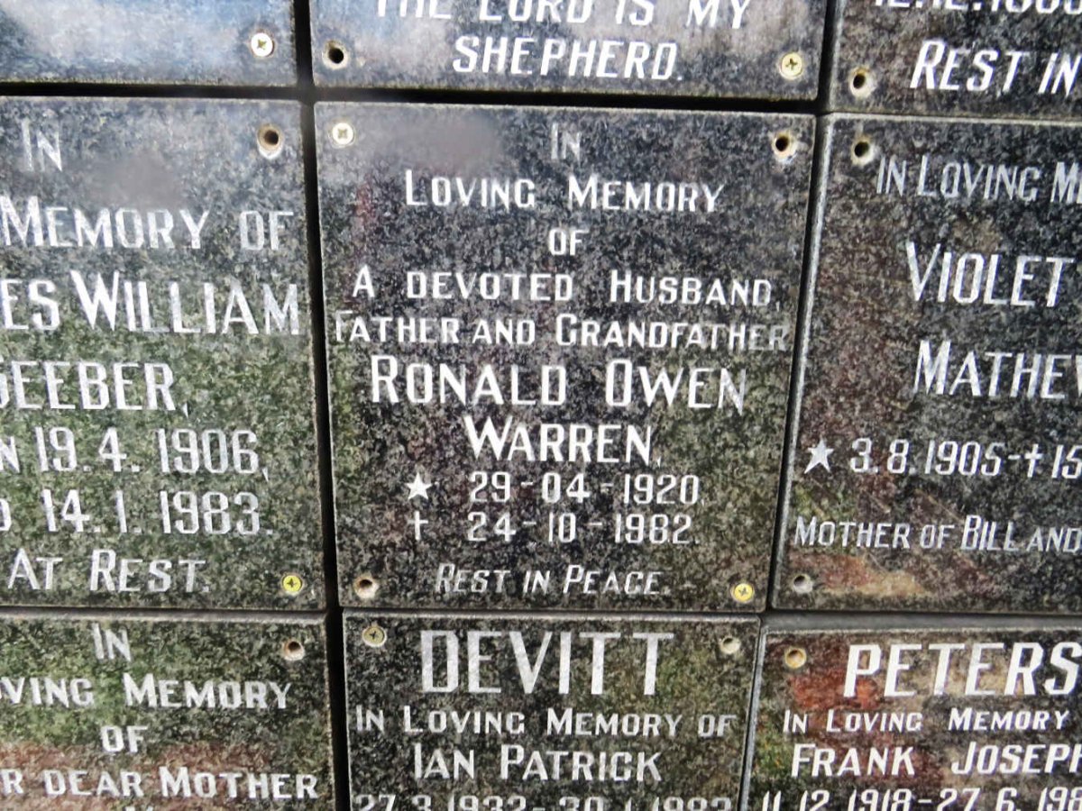 WARREN Ronald Owen 1920-1982