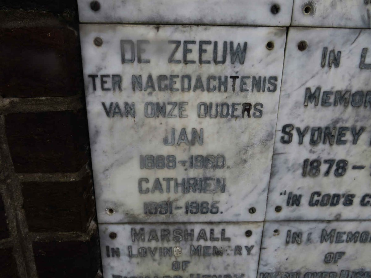 ZEEUW Jan, de 1888-1960 &amp; Cathrien 1891-1965