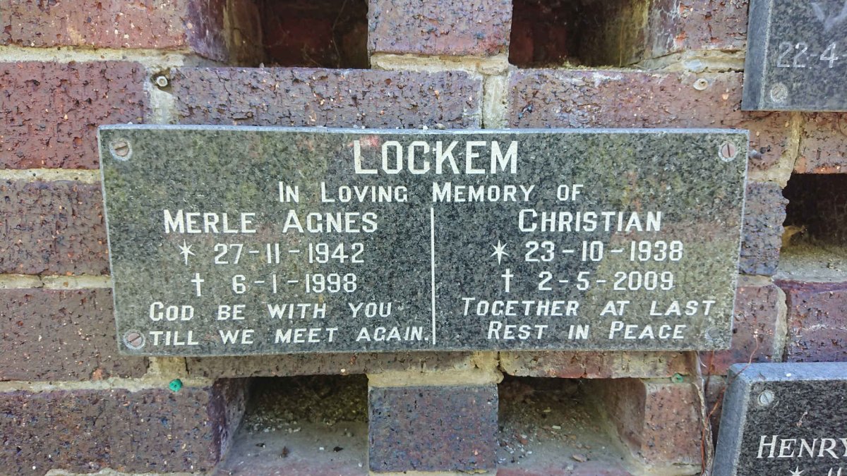 LOCKEM Christian 1938-2009 &amp; Merle Agnes 1942-1998