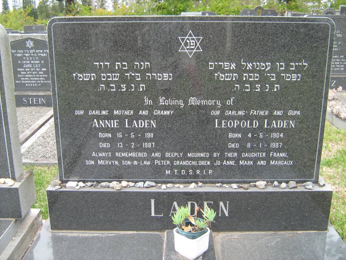 LADEN Leopold 1904-1987 &amp; Annie 1911-1987 