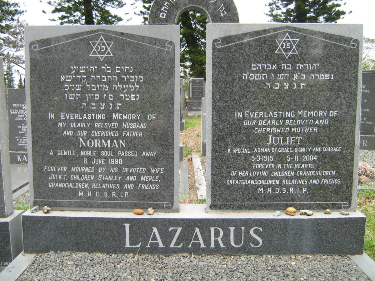 LAZARUS Norman -1990 &amp; Juliet 1915-2004