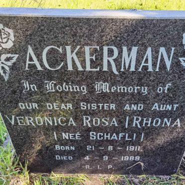ACKERMAN Veronica Rosa nee SCHAFLI 1911-1989