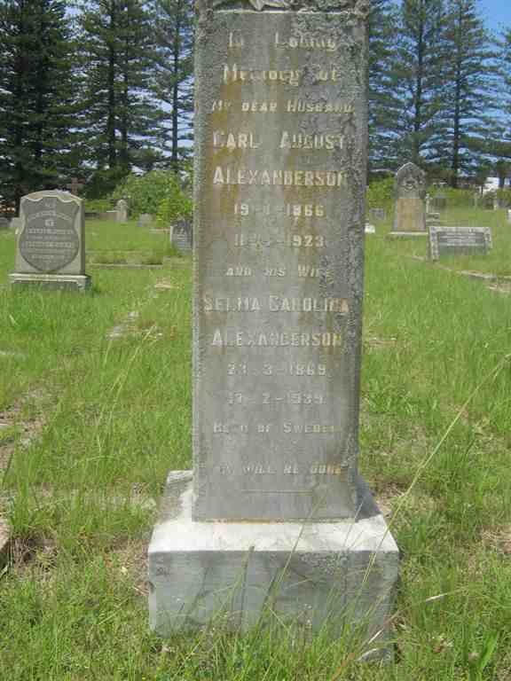 ALEXANDERSON Carl August 1866-1923 &amp; Selma Carolina 1869-1939