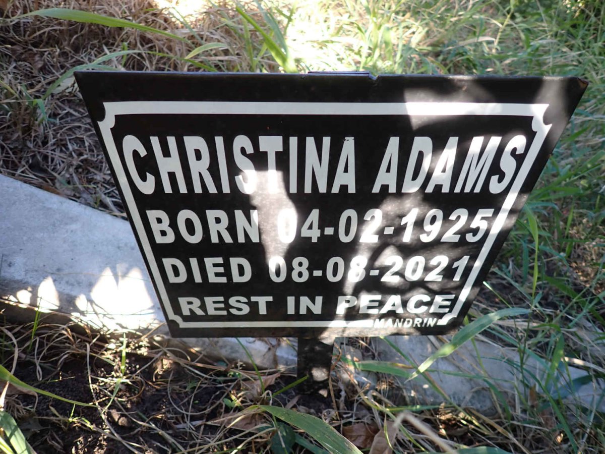 ADAMS Christina 1925-2021