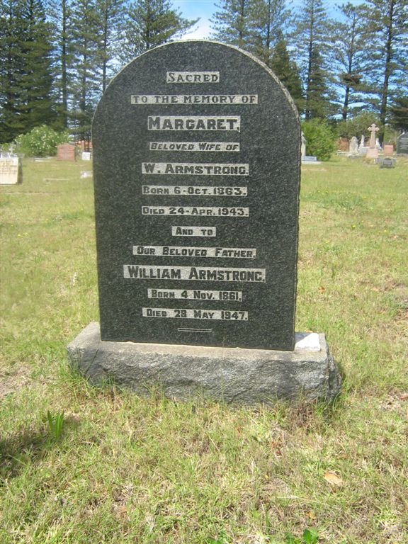 ARMSTRONG William 1861-1947 &amp; Margaret 1863-1943 