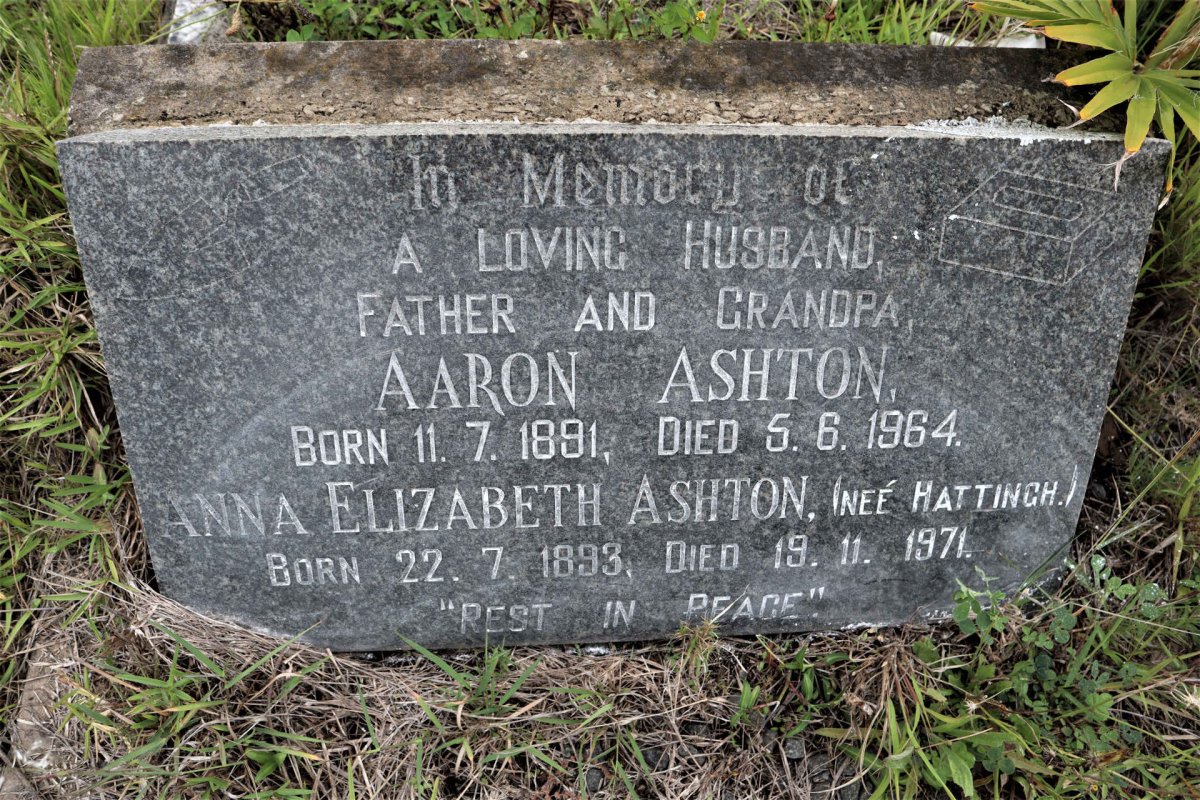 ASHTON Aaron 1891-1964 & Anna Elizabeth HATTINGH 1893-1971