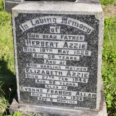 AZZIE Herbert -1926 & Elizabeth -1944 :: ALLAM Evonne Francis -1926