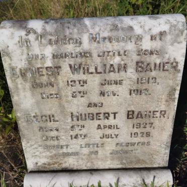 BAUER Ernest William 1913-1913 :: BAUER Cecil Hubert 1927-1928