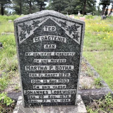 BOTHA Johannes Lodewicus 1876-1954 &amp; Martha P. 1879-1933