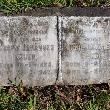 BAUER Joseph Johannes 1885-1942 &amp; Minnie Elizabeth 1888-1978