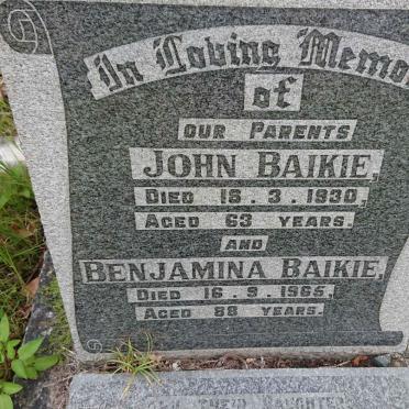BAIKIE John -1930 & Benjamina -1965