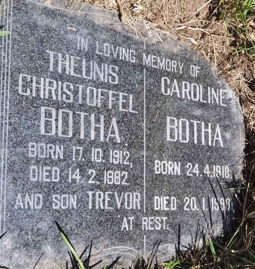 BOTHA Theunis Christoffel 1912-1982 & Caroline 1918-1998