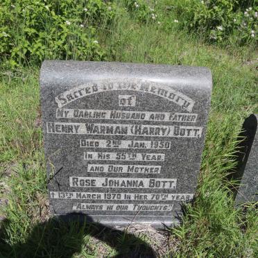BOTT Henry Warman -1950 &amp; Rose Johanna -1970