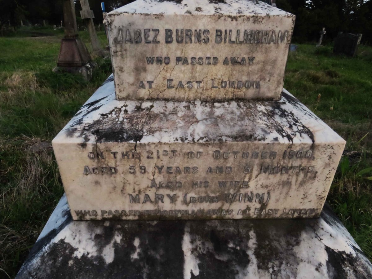 BILLINGHAM Jabez Burns -1900 & Mary WINN