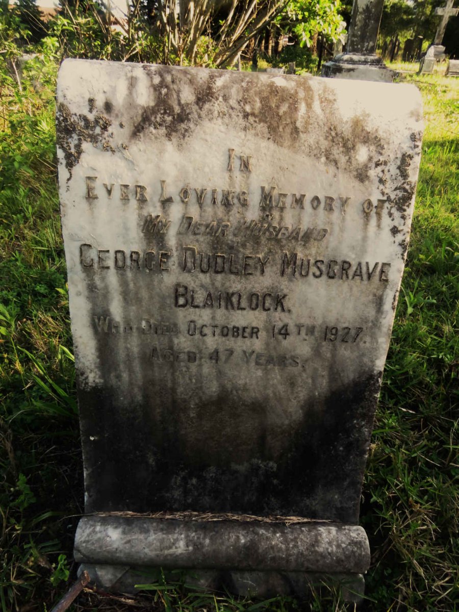 BLAIKLOCK George Dudley Musgrave -1927